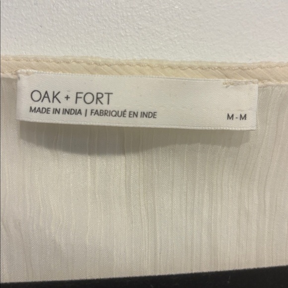 Oak + Fort Sheer Pleated BOHO Midi Dress in Ivory – Long Sleeve (Size M) - Picture 3 of 7